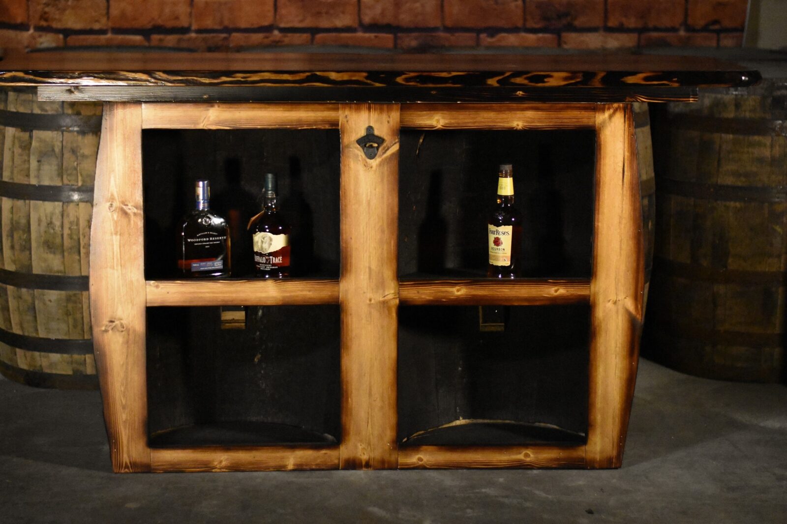 Live Edge Barrel Bar Set with Epoxy River - Bourbon Barrel