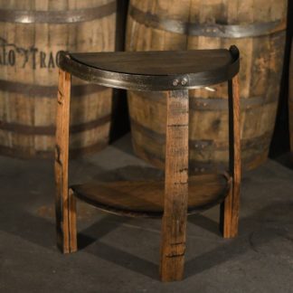 short whiskey barrel storage accent table